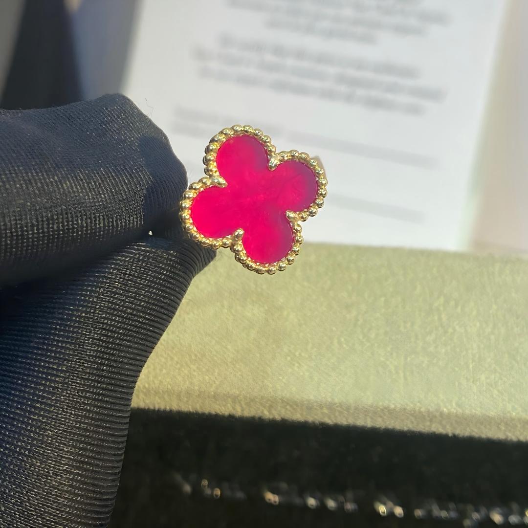[Favorite]NEW CLOVER PINK ENAMEL RINGS