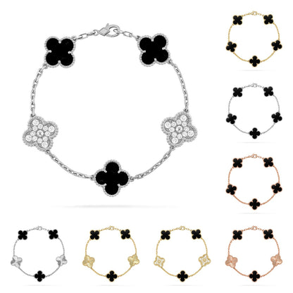 [Favorite]LUCKY CLOVER 5-MOTIF BRACELET - BLACK OXNY COLLECTION
