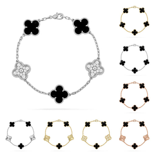 [Favorite]LUCKY CLOVER 5-MOTIF BRACELET - BLACK OXNY COLLECTION