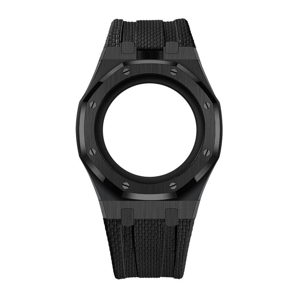 Boîtier en acier et bracelet à recouvrement intégral en fluoroélastomère