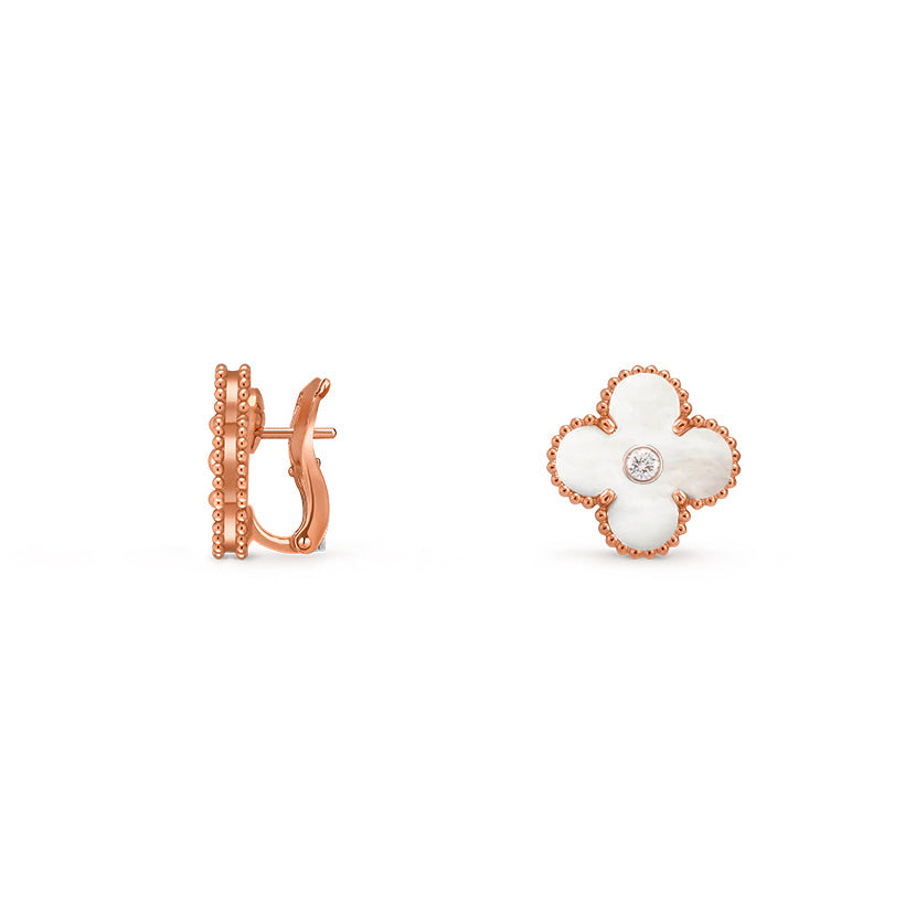 [Favorite]15MM クローバー フラワー スタッド ピアス ダイヤモンド ローズゴールド コレクション
