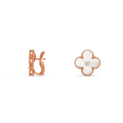 [Favorite]15MM クローバー フラワー スタッド ピアス ダイヤモンド ローズゴールド コレクション