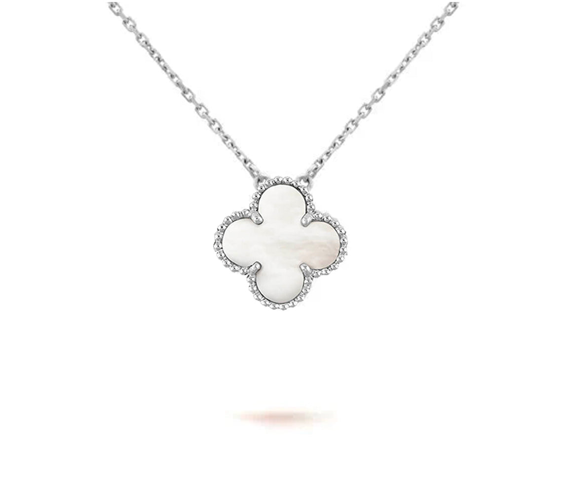 [Favorit]15MM KLEEBLUMEN-ANHÄNGERKETTE WEISSGOLD KOLLEKTION