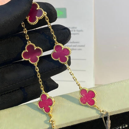 [Favorite]NEW CLOVER 5 MOTIFS PINK ENAMEL BRACELET