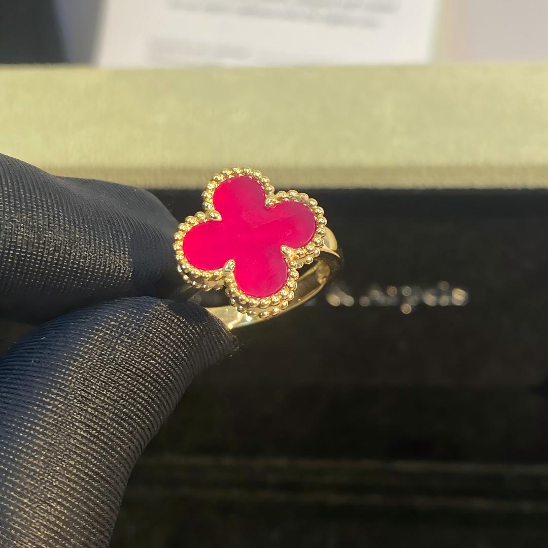 [Favorite]NEW CLOVER PINK ENAMEL RINGS