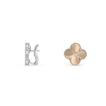 [Favorite]15MM CLOVER FLOWER STUD EARRINGS DIAMOND-WHITE GOLD COLLECTION