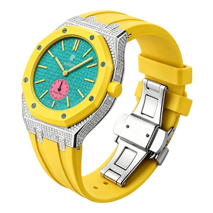 Royal Oak Pop exclusivo con caja de acero, diamantes (moissanita) y correa de silicona