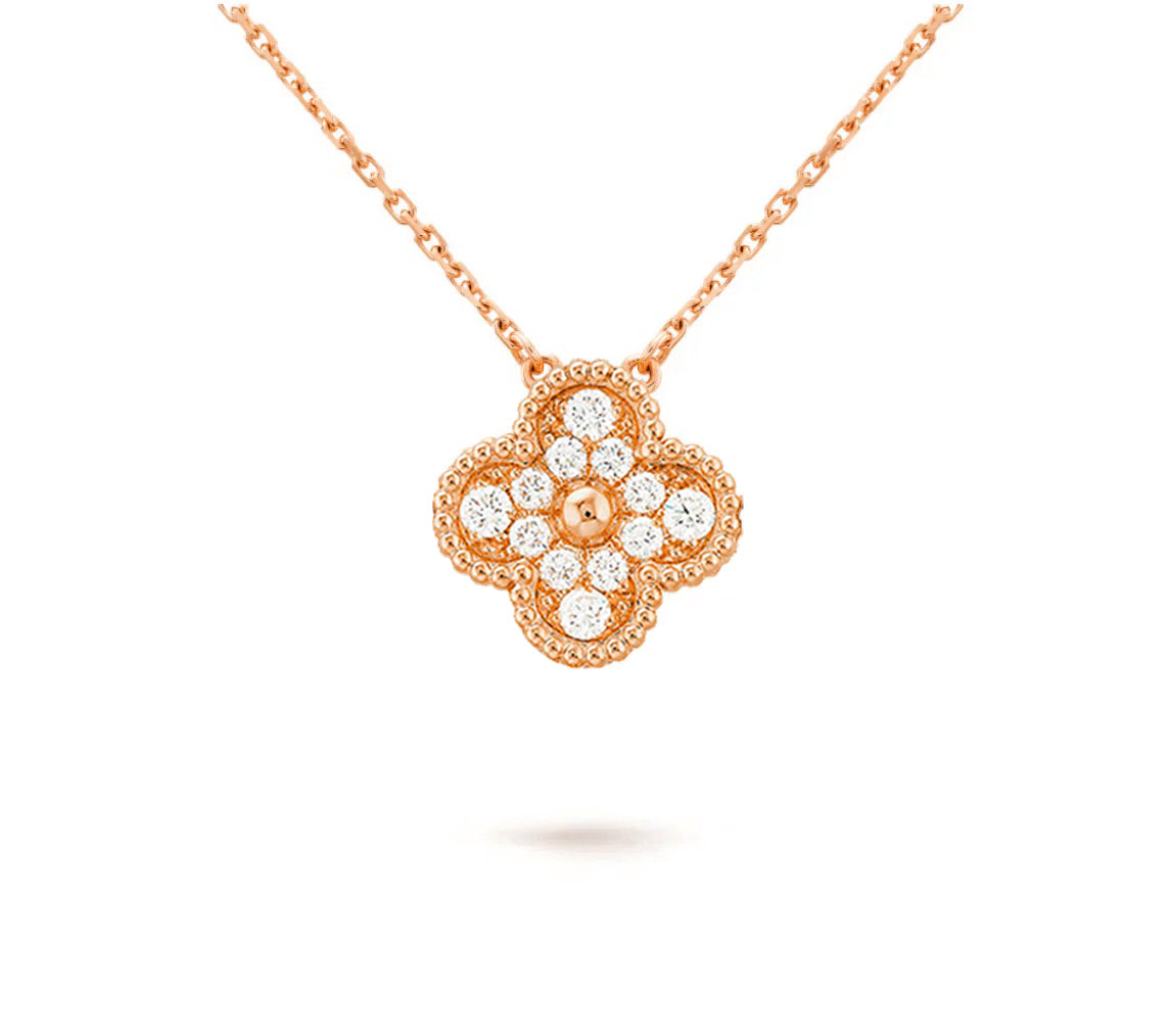 [Favorit]15MM KLEEBLUMEN-DIAMANTANHÄNGER-HALSKETTENKOLLEKTION