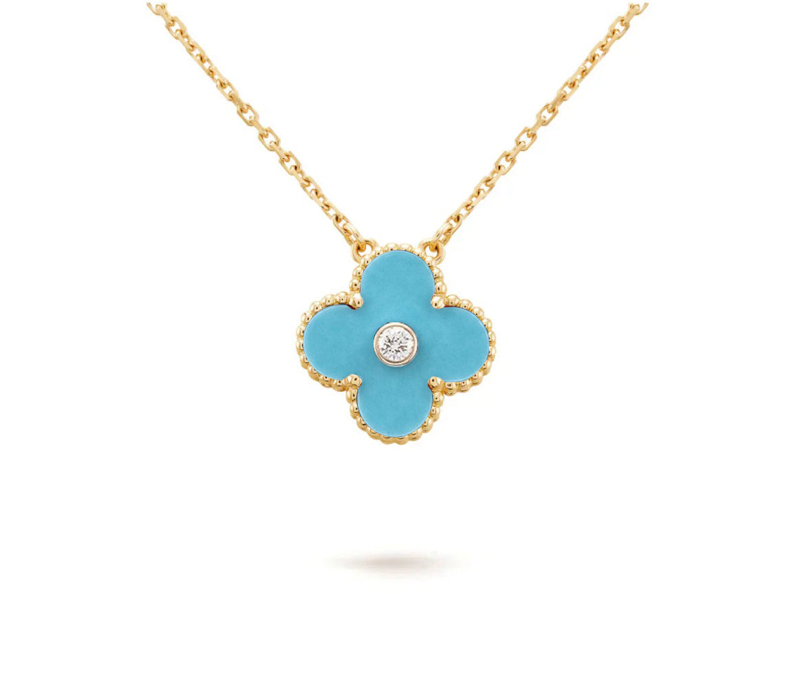 [Favorit]15MM KLEEBLUMEN-DIAMANTANHÄNGER-HALSKETTENKOLLEKTION