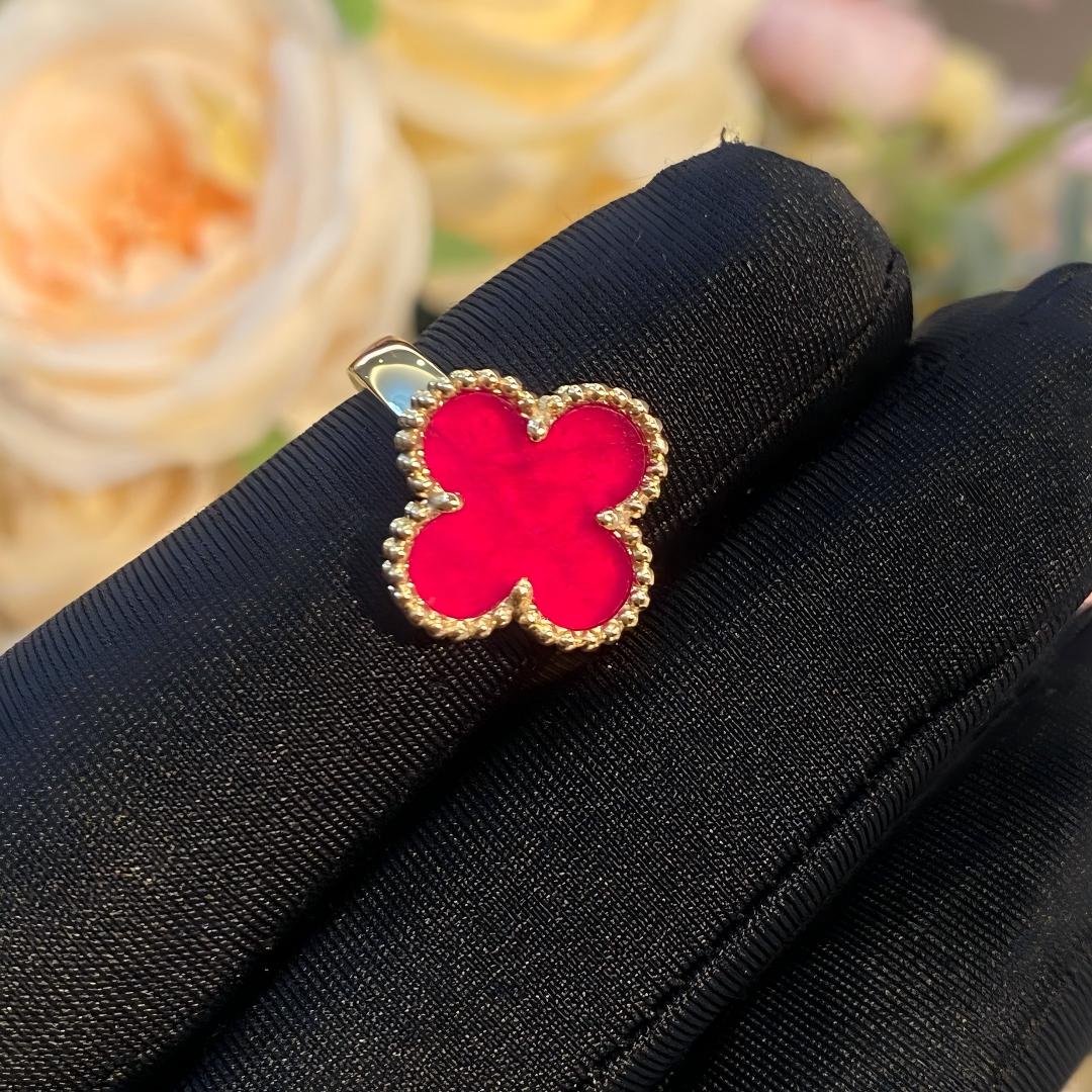 [Favorite]NEW CLOVER PINK ENAMEL RINGS