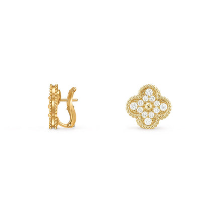 [Lieblingsartikel]15 MM KLEEBLUME OHRSTECKER GOLD KOLLEKTION