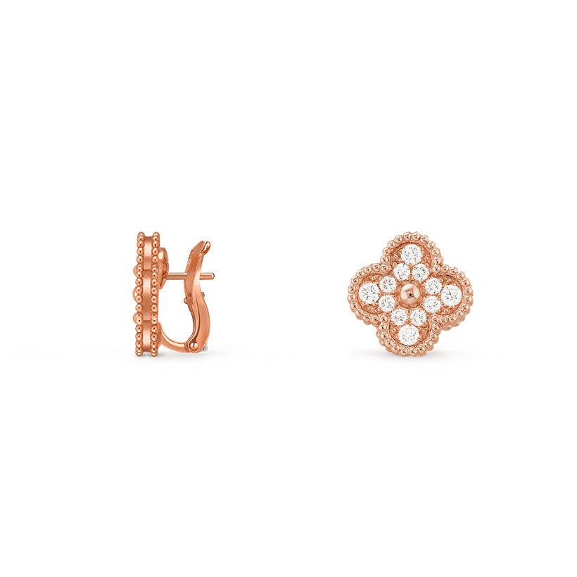 [Favorite]15MM CLOVER FLOWER STUD EARRINGS ROSE GOLD COLLECTION