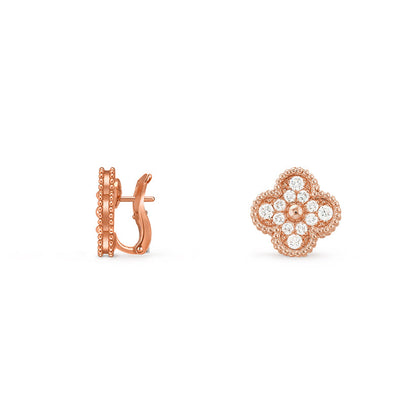 [Favorite]15MM CLOVER FLOWER STUD EARRINGS ROSE GOLD COLLECTION