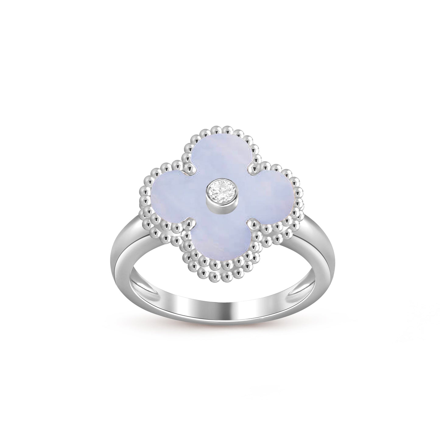 お気に入り-LUCKY CLOVER ダイヤモンドアクセントホワイトゴールドリングコレクション