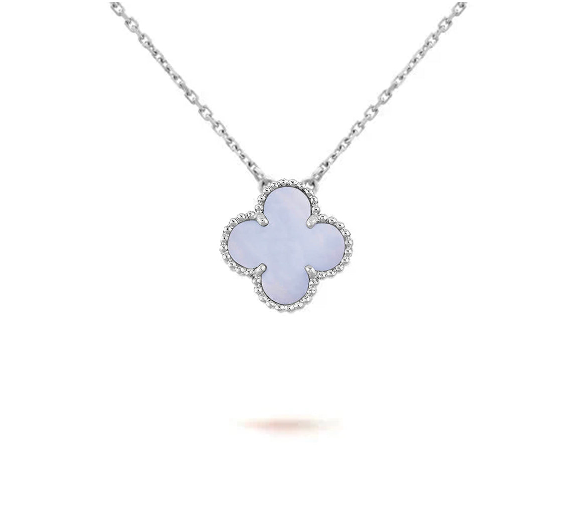 [Favorit]15MM KLEEBLUMEN-ANHÄNGERKETTE WEISSGOLD KOLLEKTION