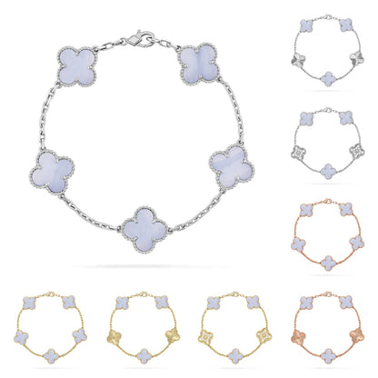 [Favorite]LUCKY CLOVER 5-MOTIF BRACELET - PURPLE CHALCEDONY COLLECTION