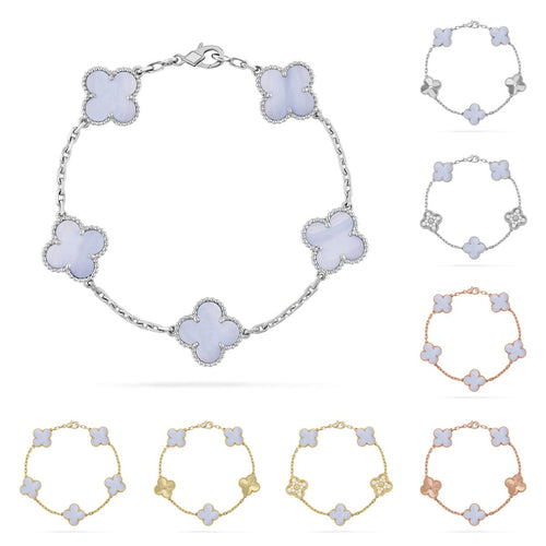 [Favorite]LUCKY CLOVER 5-MOTIF BRACELET - PURPLE CHALCEDONY COLLECTION