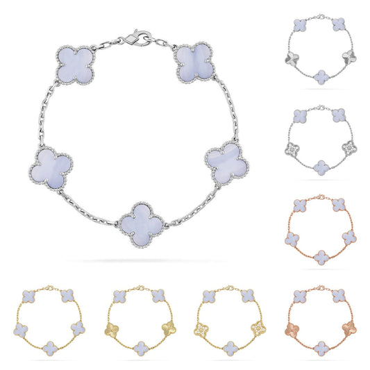 [Favorite]LUCKY CLOVER 5-MOTIF BRACELET - PURPLE CHALCEDONY COLLECTION