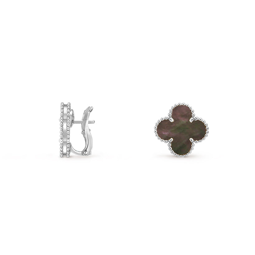 [Favorite]15MM CLOVER FLOWER STUD EARRINGS WHITE GOLD COLLECTION