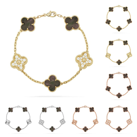 [Favorite]LUCKY CLOVER 5-MOTIF BRACELET - GREY MOTHER-OF-PEARL COLLECTION