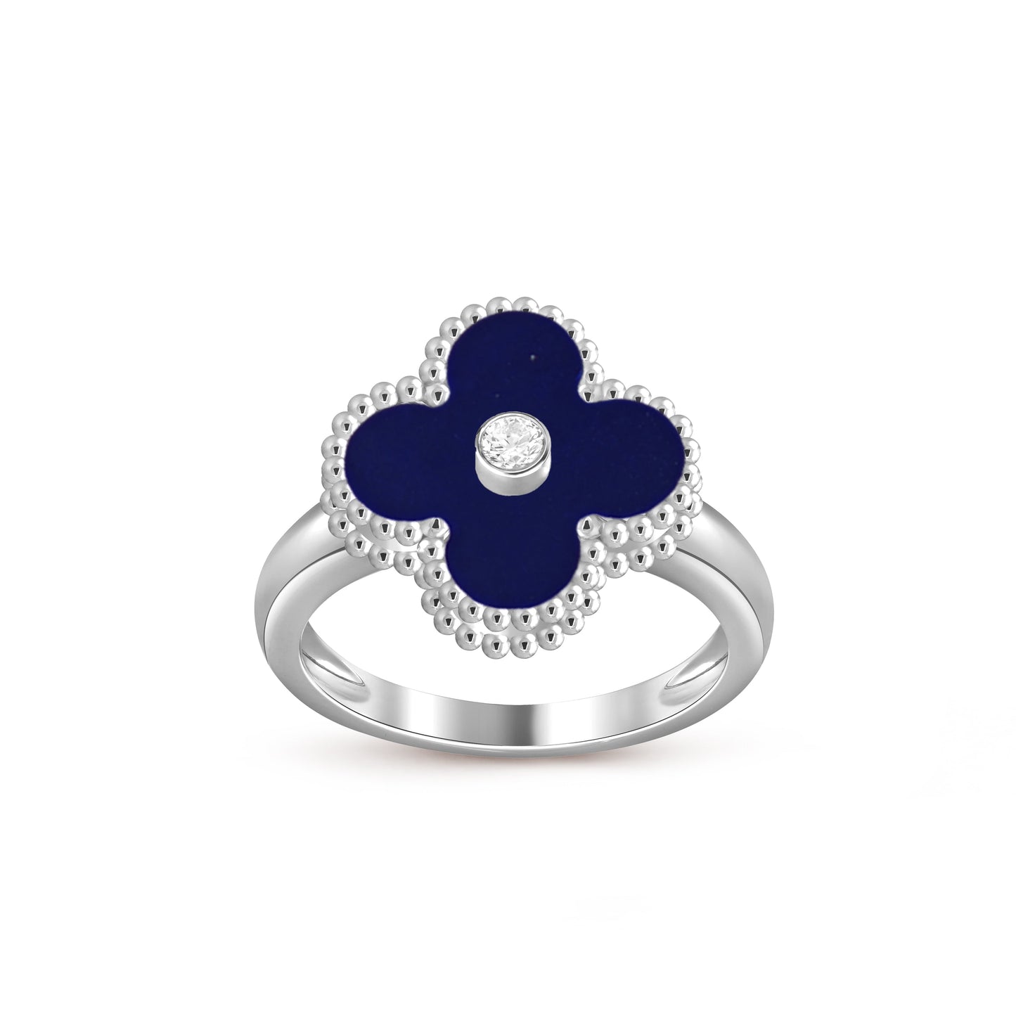 お気に入り-LUCKY CLOVER ダイヤモンドアクセントホワイトゴールドリングコレクション