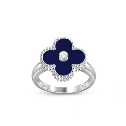 お気に入り-LUCKY CLOVER ダイヤモンドアクセントホワイトゴールドリングコレクション