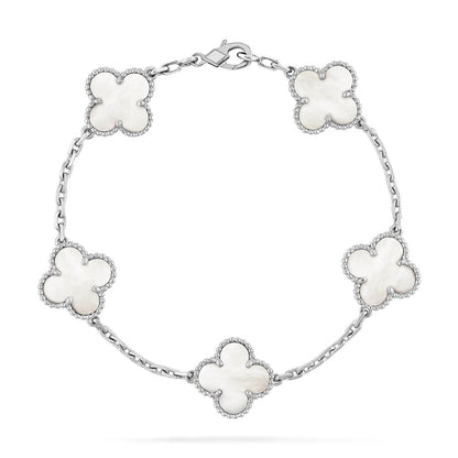 [Favorite]LUCKY CLOVER 5-MOTIF BRACELET - WHITE MOTHER-OF-PEARL COLLECTION