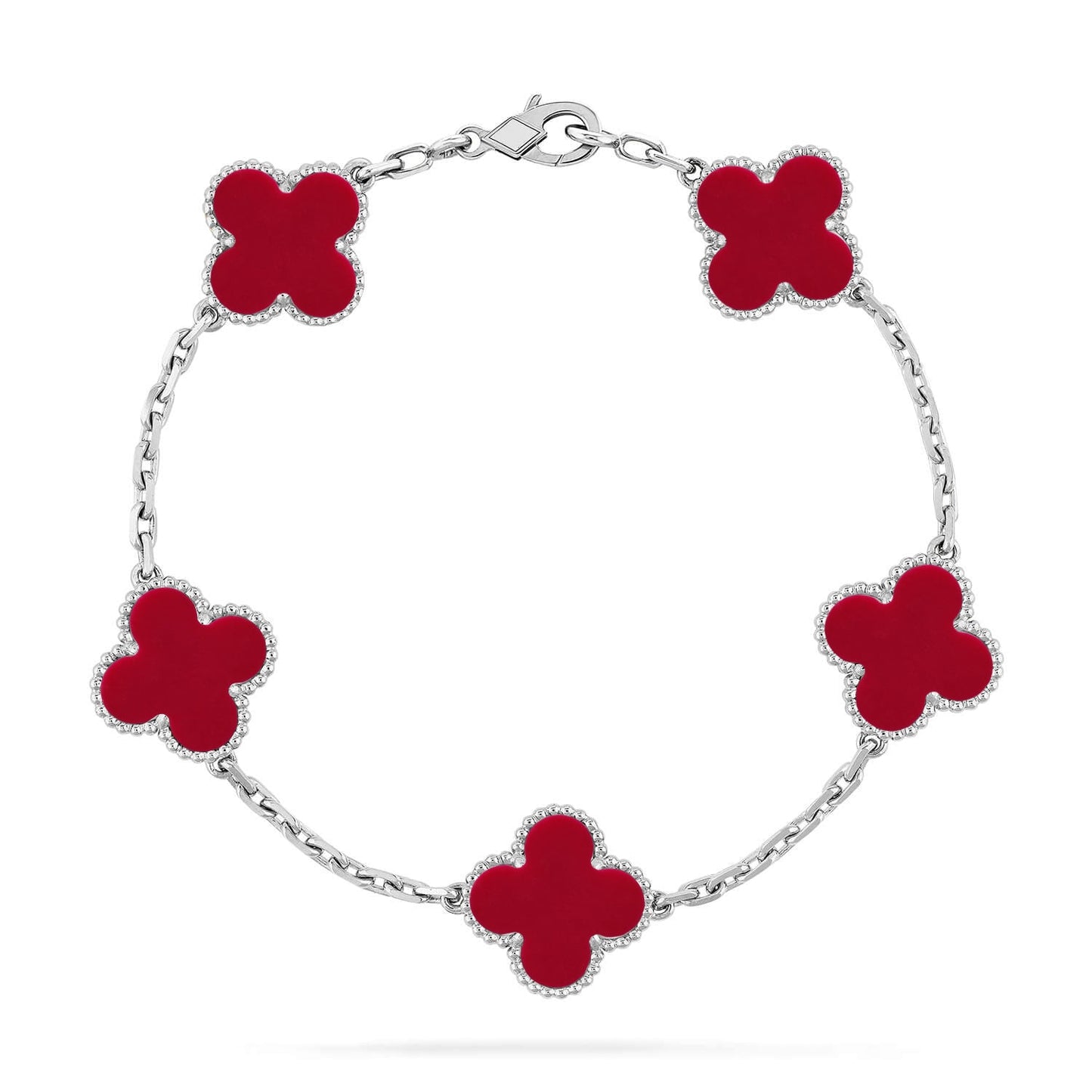 [Favorite]LUCKY CLOVER 5-MOTIF BRACELET - RED CARNELIAN COLLECTION