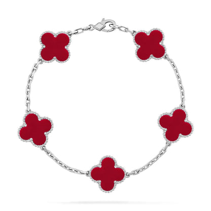 [Favorite]LUCKY CLOVER 5-MOTIF BRACELET - RED CARNELIAN COLLECTION