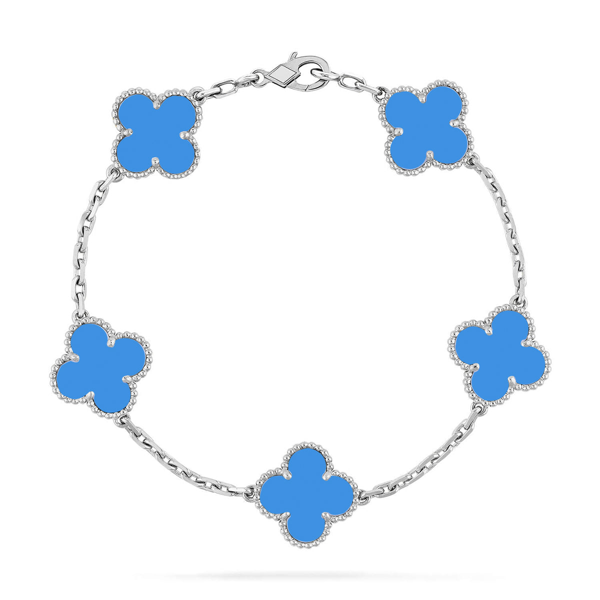 [Favorite]LUCKY CLOVER 5-MOTIF BRACELET - BLUE AGATE COLLECTION