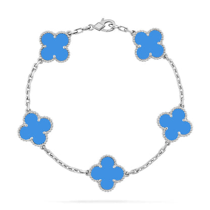 [Favorite]LUCKY CLOVER 5-MOTIF BRACELET - BLUE AGATE COLLECTION