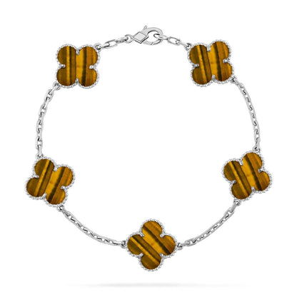 [Favorite]LUCKY CLOVER 5-MOTIF BRACELET -  TIGER’S EYE COLLECTION