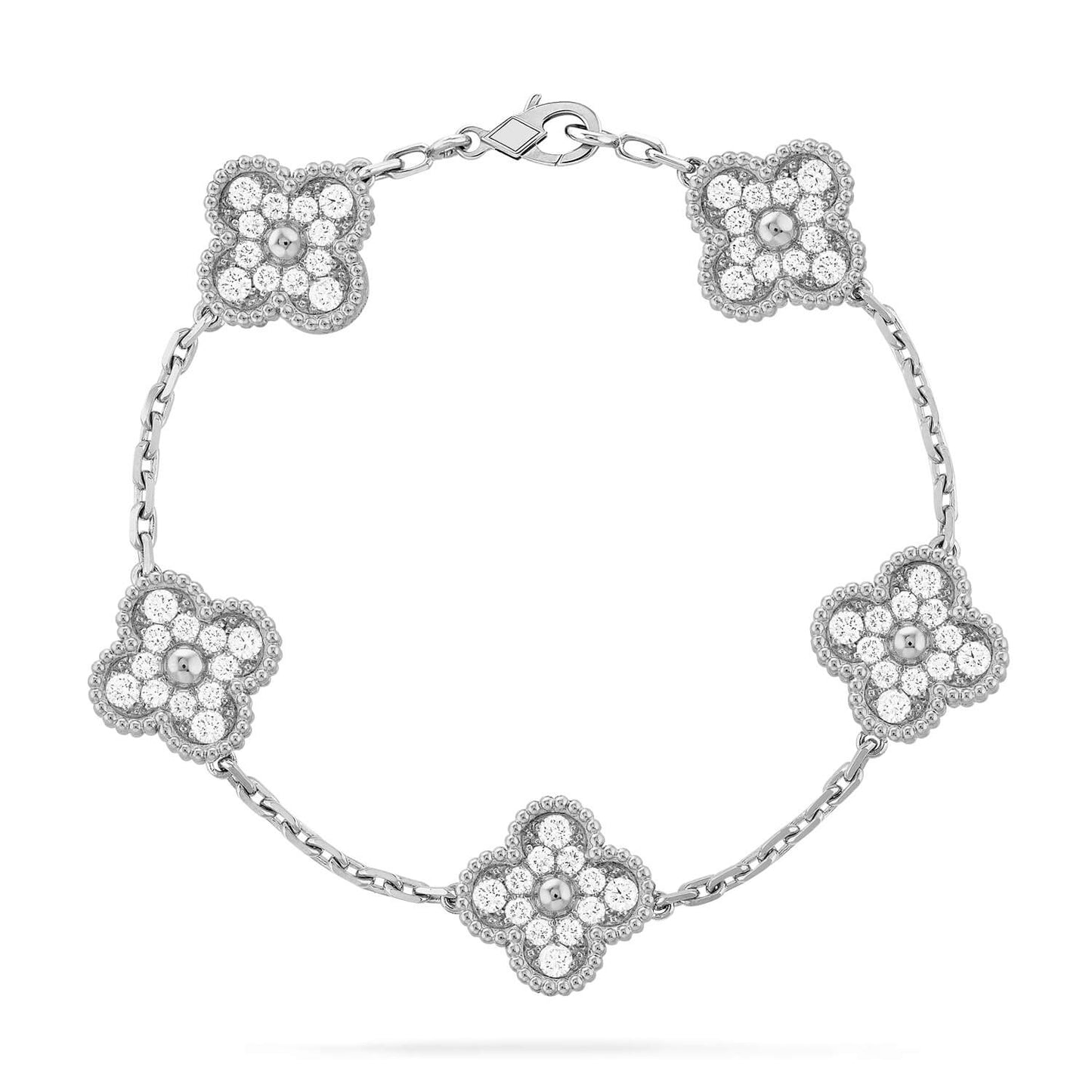 [Favorite]LUCKY CLOVER 5-MOTIF BRACELET - FULL-DIAMOND