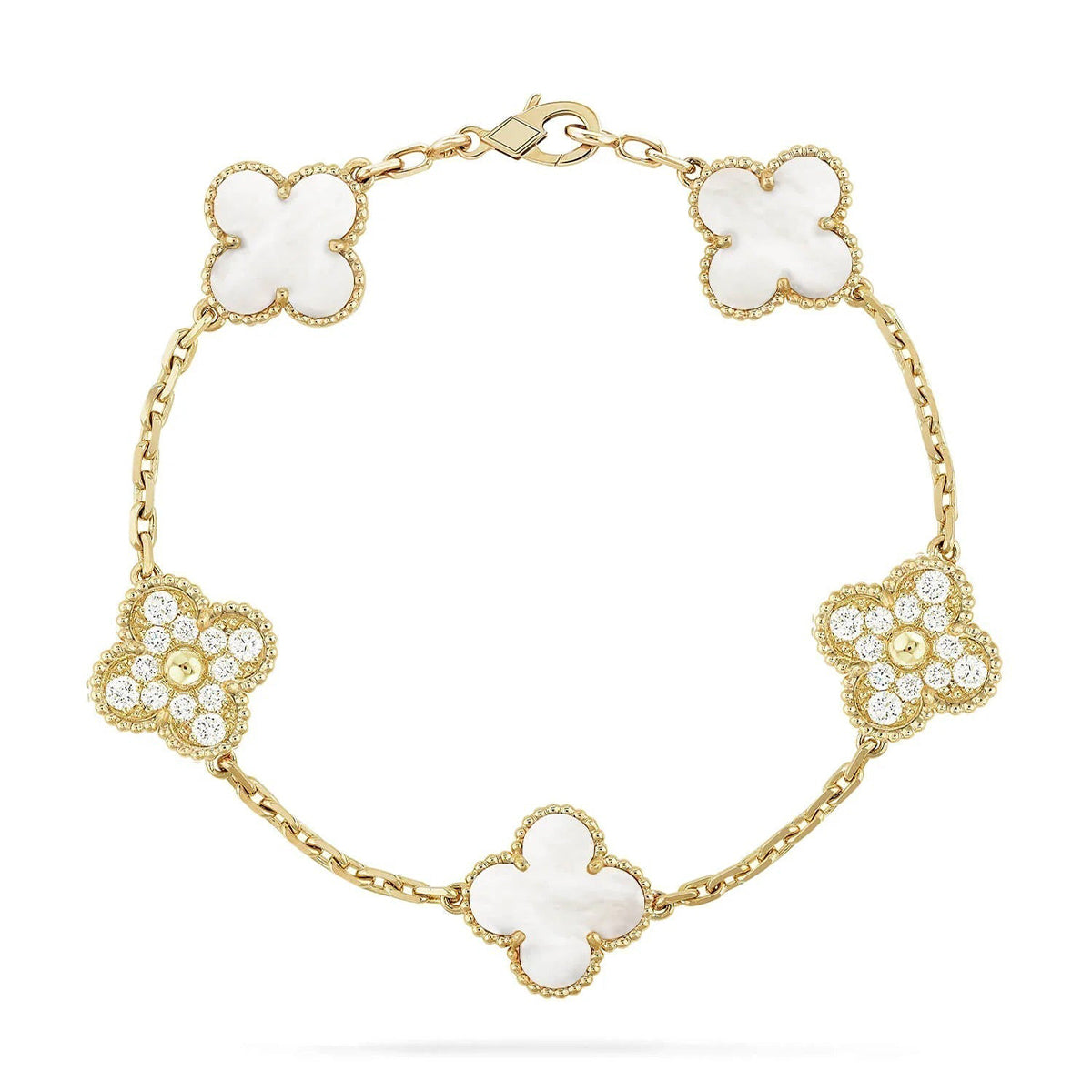 [Favorite]LUCKY CLOVER 5-MOTIF BRACELET - WHITE MOTHER-OF-PEARL COLLECTION