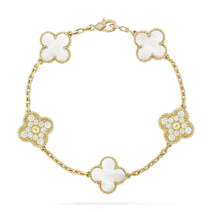 [Favorite]LUCKY CLOVER 5-MOTIF BRACELET - WHITE MOTHER-OF-PEARL COLLECTION