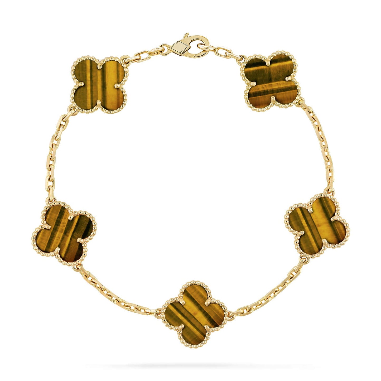 [Favorite]LUCKY CLOVER 5-MOTIF BRACELET -  TIGER’S EYE COLLECTION