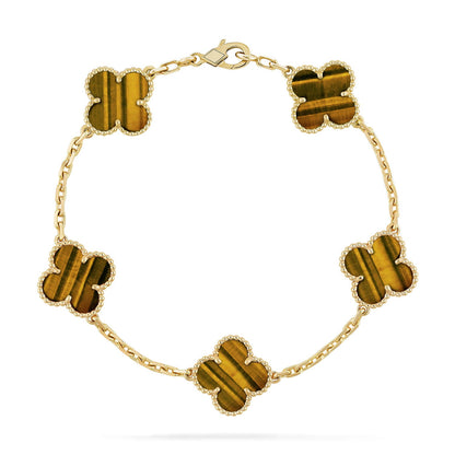 [Favorite]LUCKY CLOVER 5-MOTIF BRACELET -  TIGER’S EYE COLLECTION