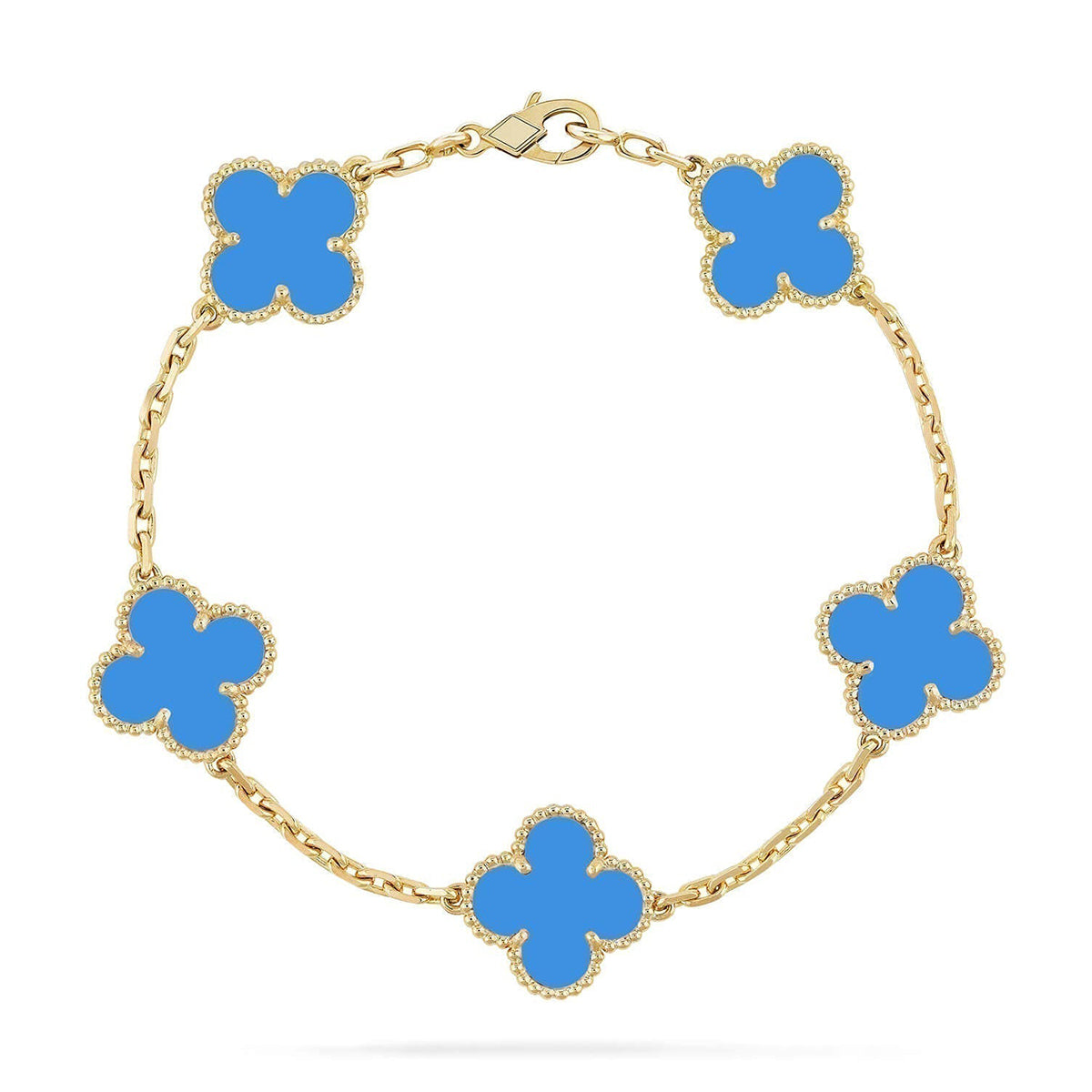 [Favorite]LUCKY CLOVER 5-MOTIF BRACELET - BLUE AGATE COLLECTION