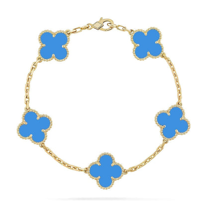 [Favorite]LUCKY CLOVER 5-MOTIF BRACELET - BLUE AGATE COLLECTION