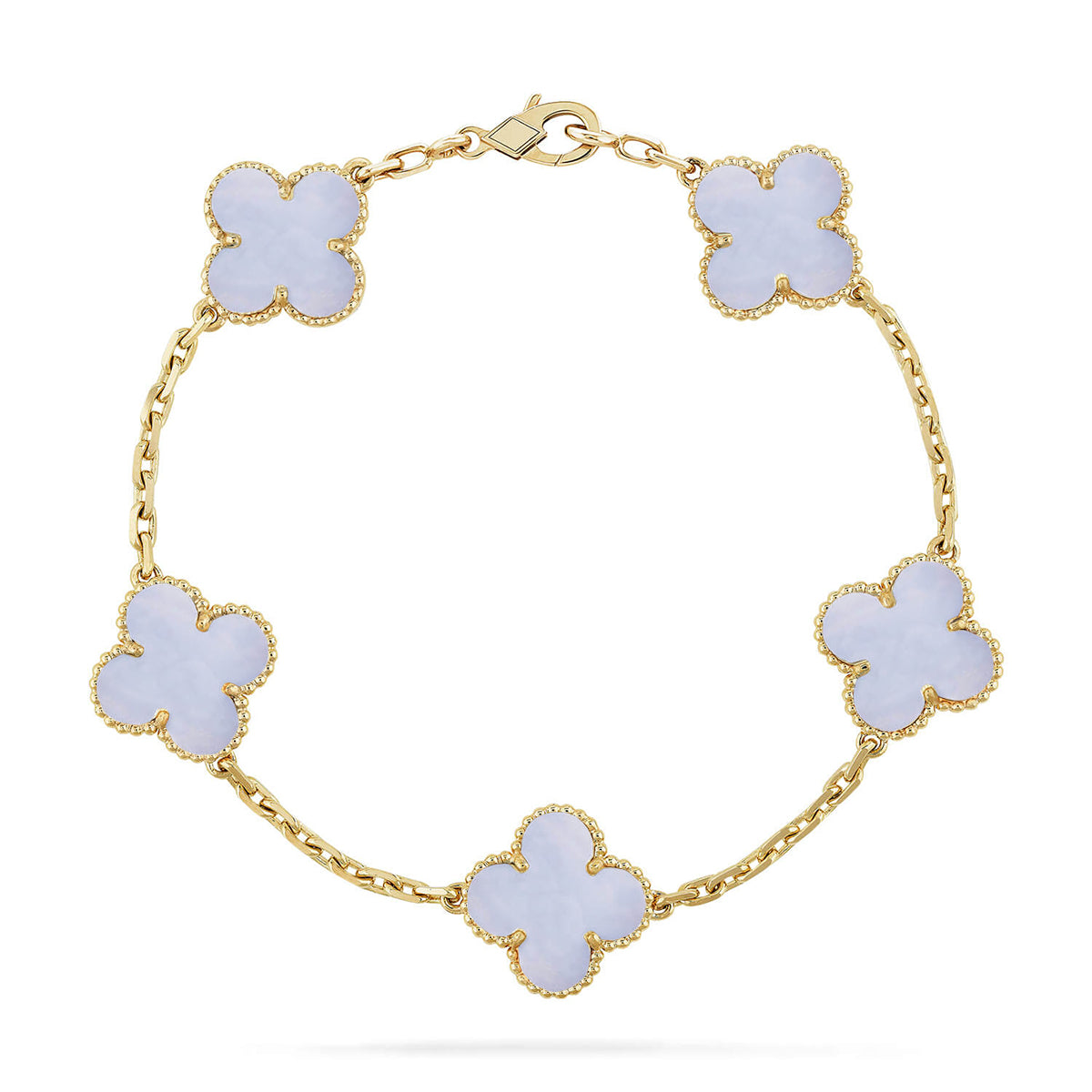 [Favorite]LUCKY CLOVER 5-MOTIF BRACELET - PURPLE CHALCEDONY COLLECTION