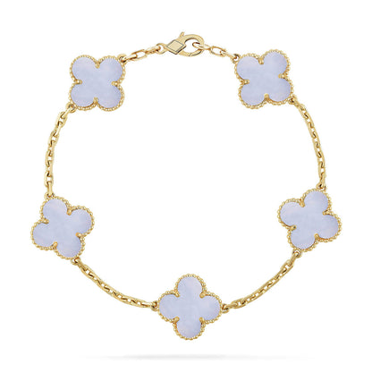 [Favorite]LUCKY CLOVER 5-MOTIF BRACELET - PURPLE CHALCEDONY COLLECTION