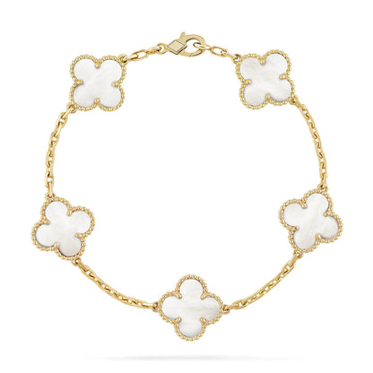 [Favorite]LUCKY CLOVER 5-MOTIF BRACELET - WHITE MOTHER-OF-PEARL COLLECTION