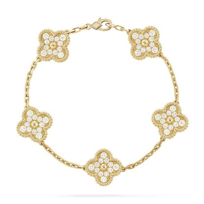 [Favorite]LUCKY CLOVER 5-MOTIF BRACELET - FULL-DIAMOND