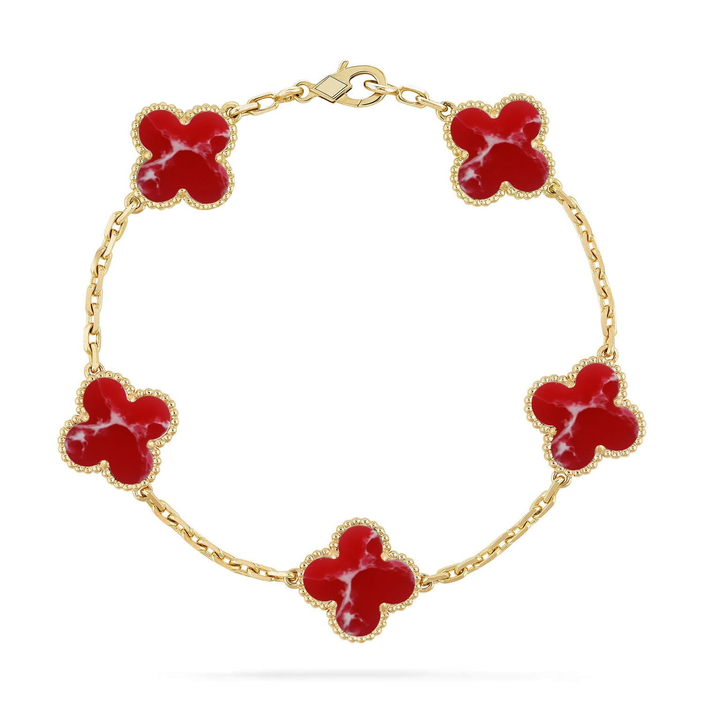 [Favorite]LUCKY CLOVER 5-MOTIF BRACELET - RED LARIMAR COLLECTION