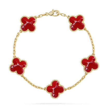 [Favorite]LUCKY CLOVER 5-MOTIF BRACELET - RED LARIMAR COLLECTION