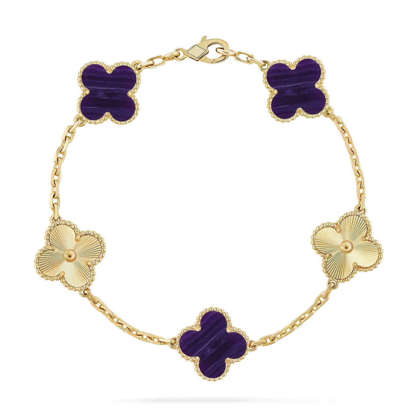 [Favorite]LUCKY CLOVER 5-MOTIF BRACELET - CHAROITE COLLECTION