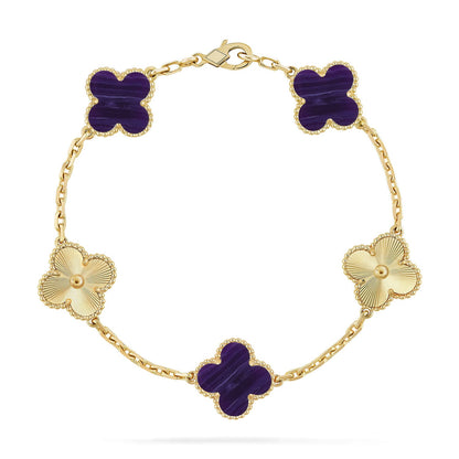 [Favorite]LUCKY CLOVER 5-MOTIF BRACELET - CHAROITE COLLECTION