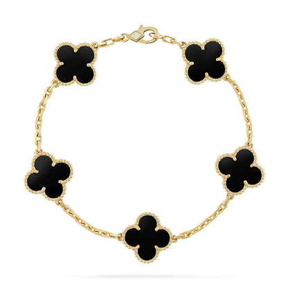 [Favorite]LUCKY CLOVER 5-MOTIF BRACELET - BLACK OXNY COLLECTION