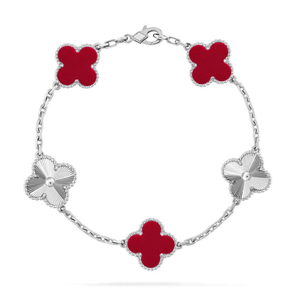 [Favorite]LUCKY CLOVER 5-MOTIF BRACELET - RED CARNELIAN COLLECTION