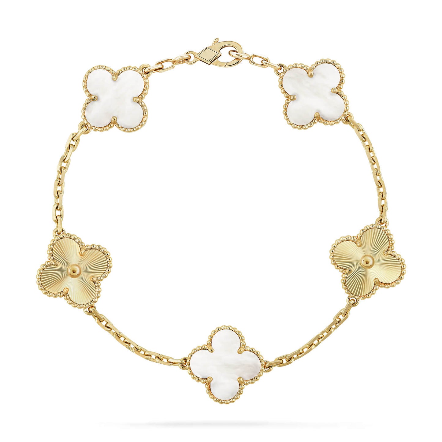 [Favorite]LUCKY CLOVER 5-MOTIF BRACELET - WHITE MOTHER-OF-PEARL COLLECTION